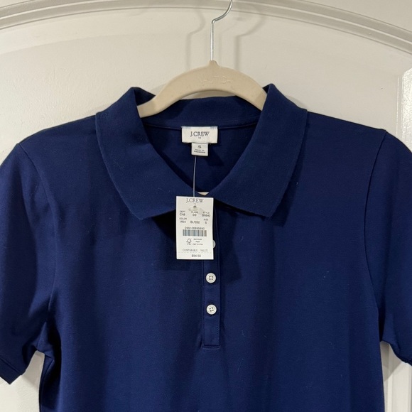 J.Crew Women’s Navy Polo Shirt S Collared Stretch Cotton Blend Top NWT - Picture 3 of 8